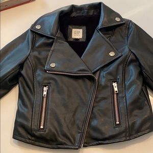 Girls new gap leatherette motto jacket size 6/8
